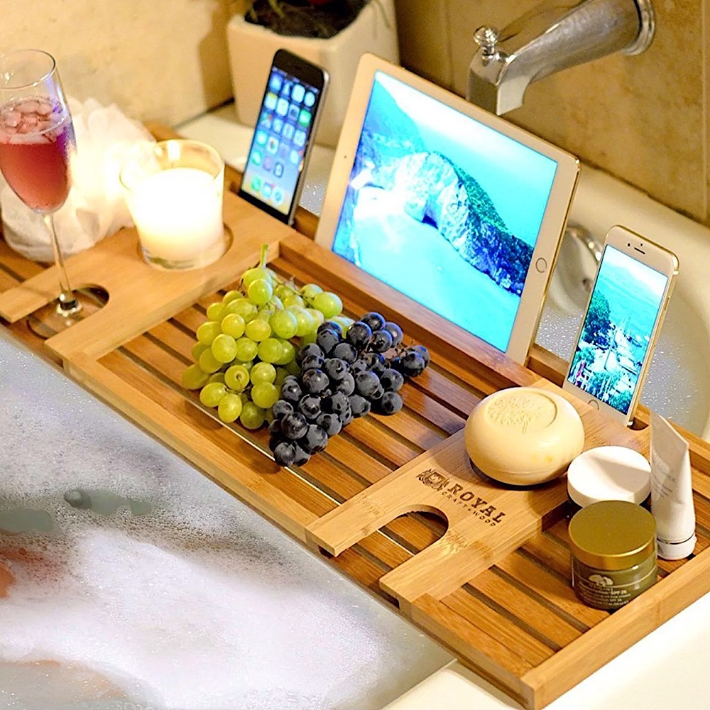 Royal Craft Wood Natural Bamboo Bathtub Caddy